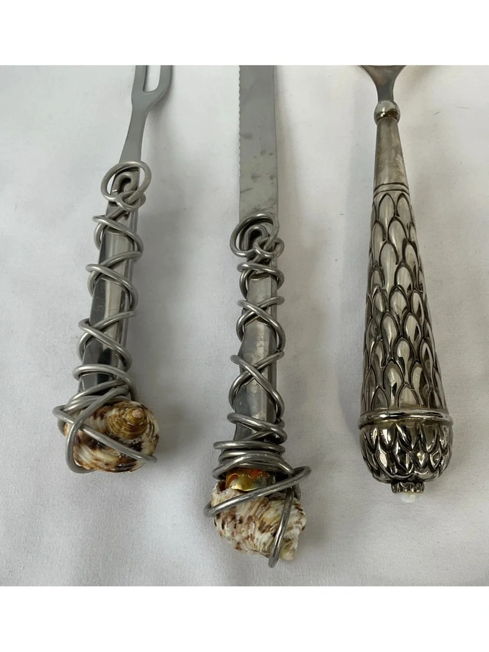 Vintage Capco Stainless Steel seashell Fork / Knife Set W/Two’s Company Fork